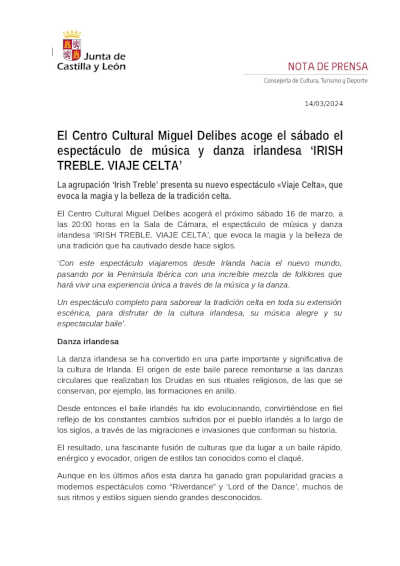 El CCMD acoge el sábado un espectáculo de música y danza irlandesa de la compañía Irish Treble