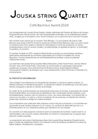 La Fundación presenta al cuarteto ganador del Premio Europeo Café Bauhaus 2024
