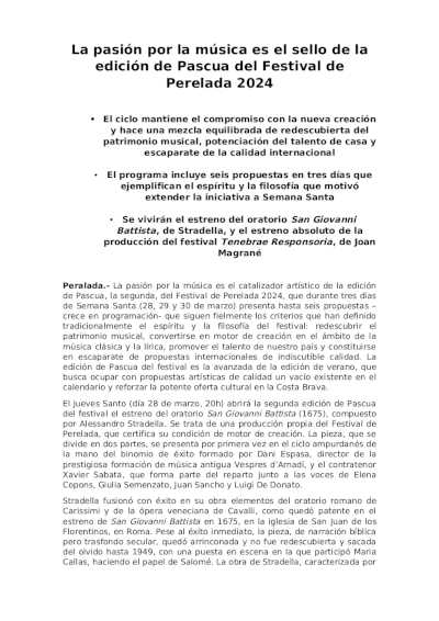 La pasión por la música es el sello de la edición de Pascua del Festival de Perelada 2024