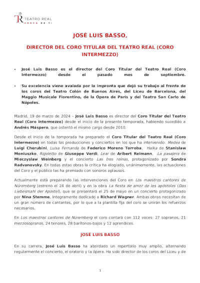 José Luis Basso, director del Coro Titular del Teatro Real – Coro Intermezzo