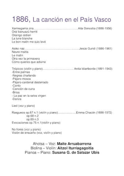 Un concierto reivindica la figura de las letristas de canciones de finales del XIX y principios del XX en el País Vasco