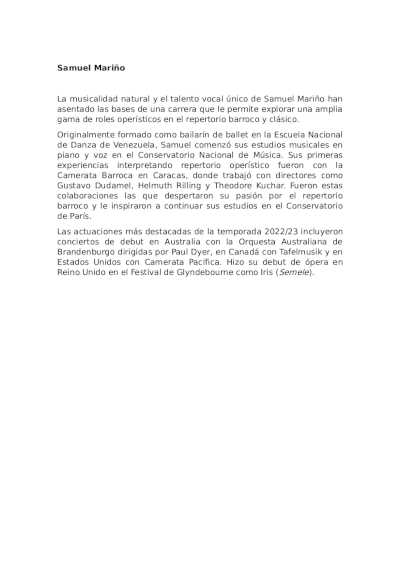 Teatros del Canal resuena con el talento vocal único del contratenor Samuel Mariño