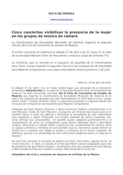 Cinco conciertos visibilizan la presencia de la mujer en los grupos de música de cámara