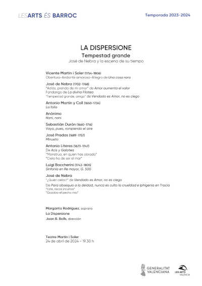 Les Arts clausura su ciclo de Barroco con la agrupación valenciana «La Dispersione»