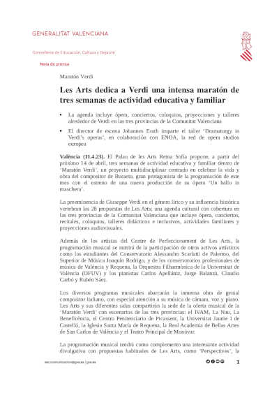 Les Arts dedica a Verdi una intensa maratón de tres semanas de actividad educativa y familiar