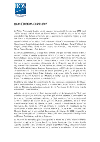 La Bilbao Orkestra Sinfonikoa presenta su Temporada Sinfónica 2024 – 2025