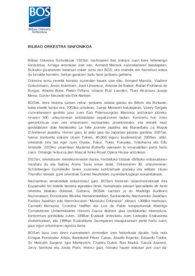 La Bilbao Orkestra Sinfonikoa presenta su Temporada Sinfónica 2024 – 2025