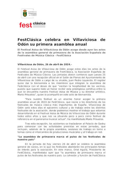 FestClásica celebra en Villaviciosa de Odón su primera asamblea anual