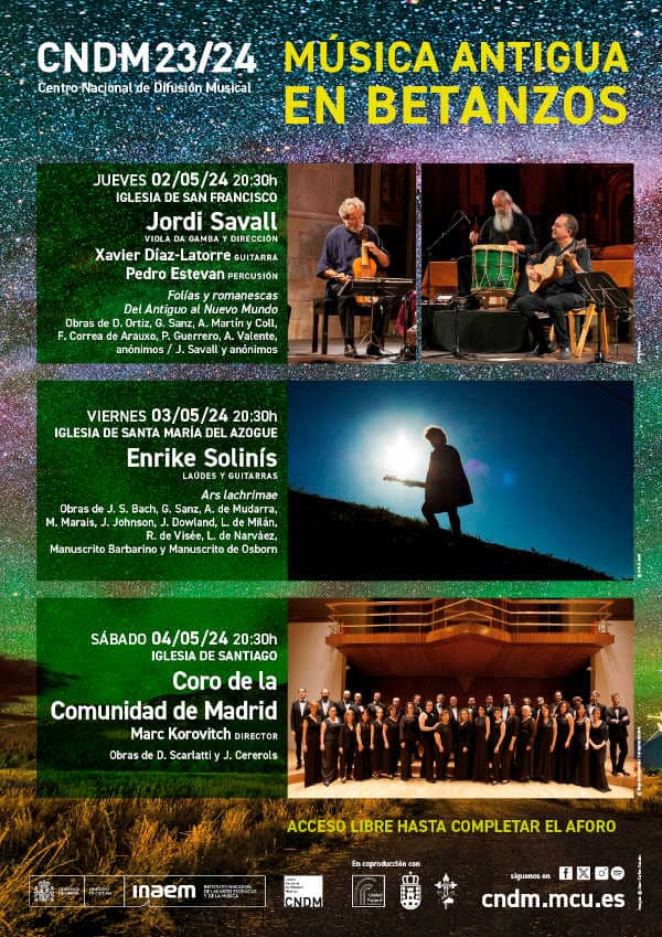 Jordi Savall inaugurará la V edición del Ciclo de “Música Antigua en Betanzos” de la mano del CNDM