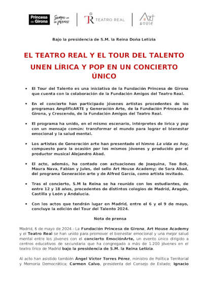 El Teatro Real y el Tour del Talento unen lírica y pop en un concierto único