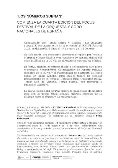 Comienza la cuarta edición del FOCUS Festival de la Orquesta y Coro Nacionales de España