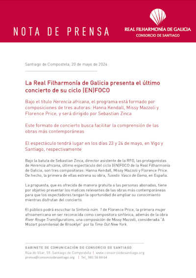 La Real Filharmonía de Galicia presenta el último concierto de su ciclo (EN)FOCO