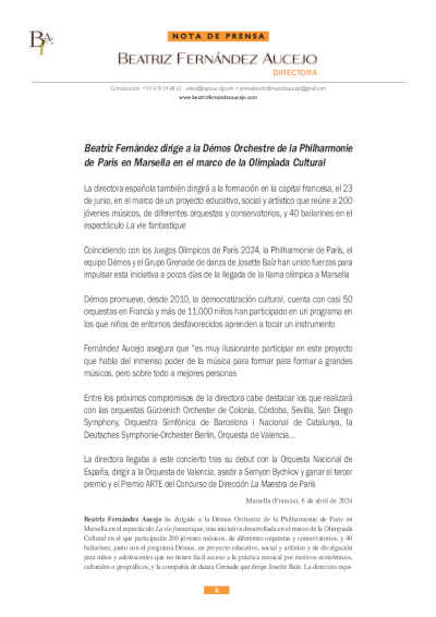 Beatriz Fernández dirige a la Démos Orchestre de la Philharmonie de Paris en Marsella Beatriz Fernández dirige a la Démos Orchestre de la Philharmonie de Paris en Marsella