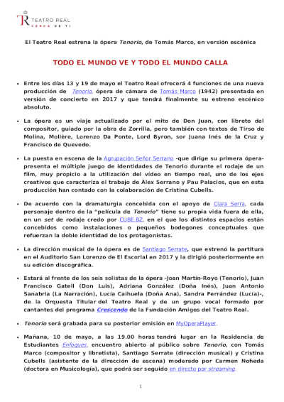 El Teatro Real estrena «Tenorio», la ópera de Tomás Marco en versión escénica El Teatro Real estrena «Tenorio», la ópera de Tomás Marco en versión escénica