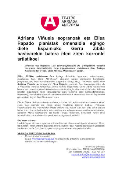 Adriana Viñuela y Elisa Rapado rinden tributo a las corrientes artísticas truncadas por la Guerra Civil española Adriana Viñuela y Elisa Rapado rinden tributo a las corrientes artísticas truncadas por la Guerra Civil española