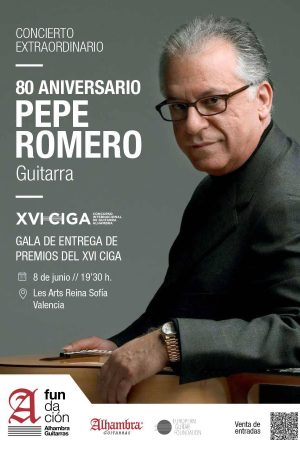 El guitarrista Pepe Romero clausurará en Les Arts el Concurso Internacional de Guitarra Alhambra Concierto clausura CIGA 2024
