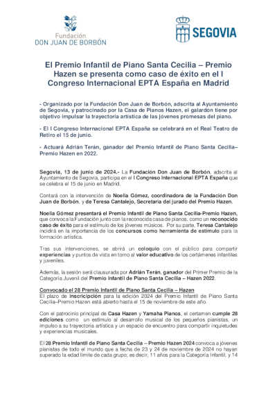 El Premio Infantil de Piano Santa Cecilia – Premio Hazen se presenta como caso de éxito