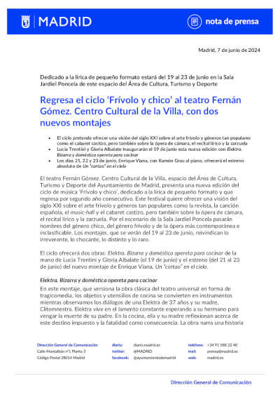 Regresa el ciclo Frívolo y chico al teatro Fernán Gómez. Centro Cultural de la Villa, con dos nuevos montajes