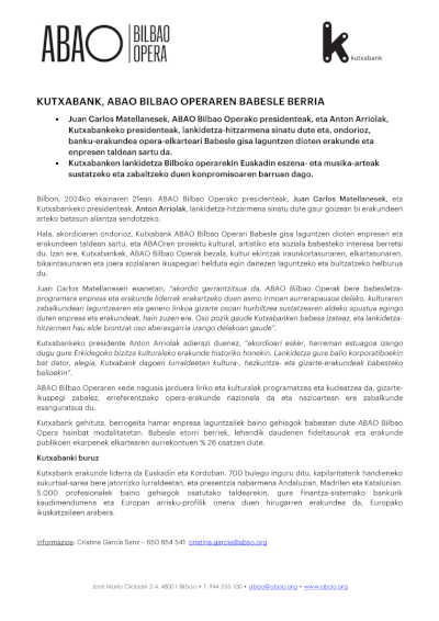 Kutxabank es el nuevo patrocinador de ABAO Bilbao Opera Kutxabank es el nuevo patrocinador de ABAO Bilbao Opera