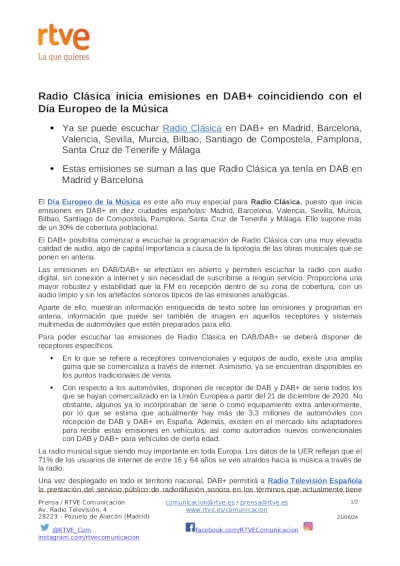 Radio Clásica inicia emisiones en DAB+ coincidiendo con el Día Europeo de la Música