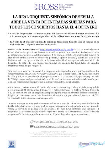 La ROSS abre la XXXV Temporada 2024-2025 con una espectacular gala inaugural