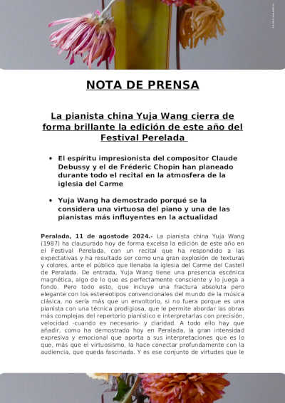 La pianista china Yuja Wang cierra de forma brillante la edición de este año del Festival Perelada