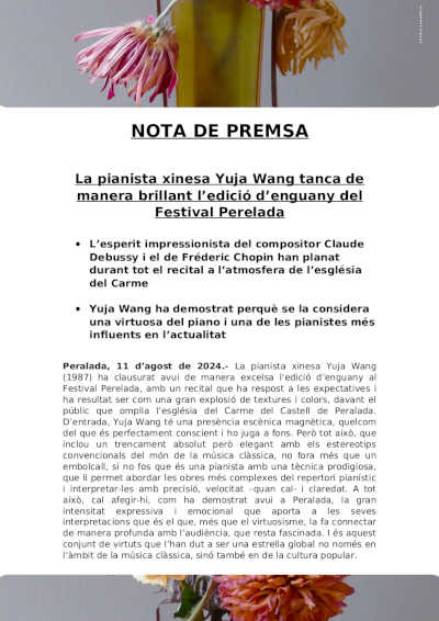 La pianista china Yuja Wang cierra de forma brillante la edición de este año del Festival Perelada