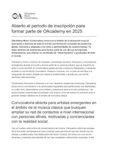 OAcademy acepta solicitudes para sus 4 programas emblemáticos de Diploma de Artista OAcademy acepta solicitudes para sus 4 programas emblemáticos de Diploma de Artista