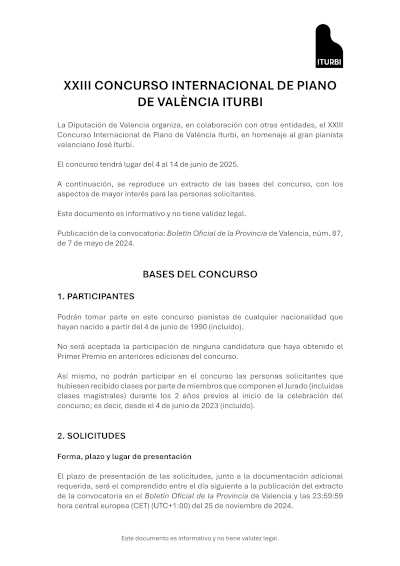 El Premio Iturbi 2025 de piano mantiene abierta la inscripción hasta el 25 de noviembre