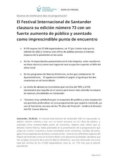 El FIS clausura su edición número 73 con fuerte aumento de público y como imprescindible punto de encuentro El FIS clausura su edición número 73 con fuerte aumento de público y como imprescindible punto de encuentro