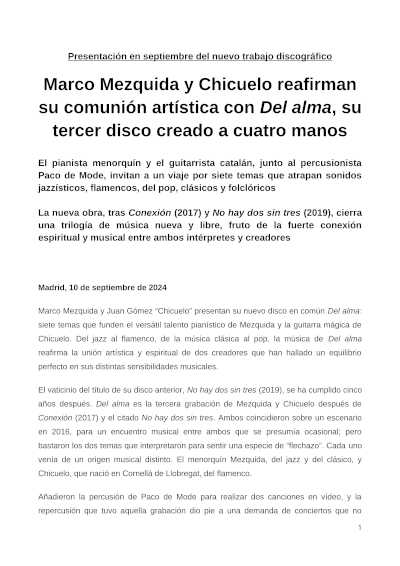 Marco Mezquida y Chicuelo reafirman su comunión artística con Del alma, su tercer disco creado a cuatro manos