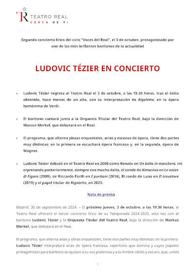 El barítono Ludovic Tézier en concierto en el Teatro Real de Madrid El barítono Ludovic Tézier en concierto en el Teatro Real de Madrid