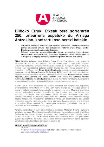 La Casa de Misericordia de Bilbao celebra el 250 aniversario de su fundación con un concierto muy especial