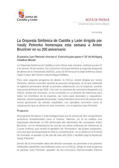 La OSCyL dirigida por Vasily Petrenko homenajea esta semana a Anton Bruckner en su 200 aniversario