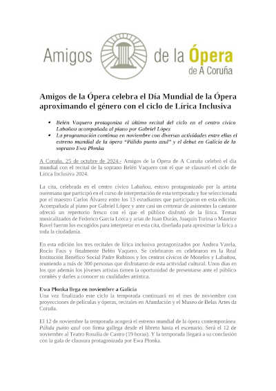 Amigos de la Ópera celebra el Día Mundial de la Ópera aproximando el género con el ciclo de Lírica Inclusiva