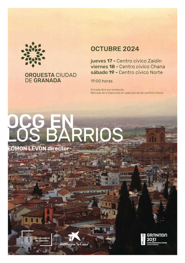 La Orquesta Ciudad de Granada recupera «La OCG en los barrios» con conciertos en el Zaidín, La Chana y Distrito Norte