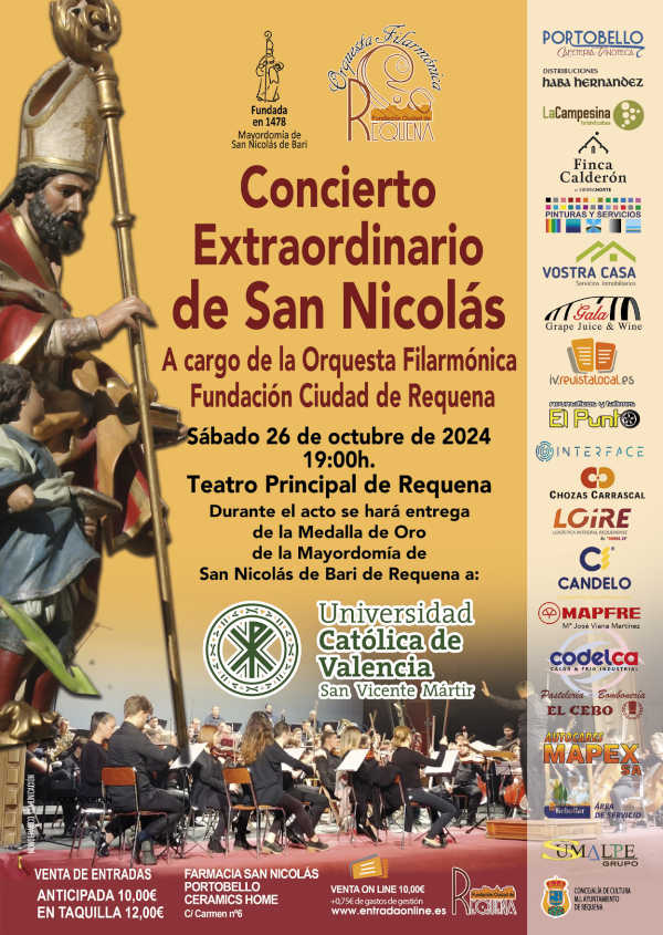 Orquesta Filarmónica de Requena conmemora el 200 aniversario de Anton Bruckner en el «Concierto Extraordinario de San Nicolás»