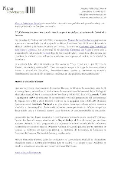 Éxito rotundo en el estreno del concierto para los Kebyart y orquesta de Fernández-Barrero