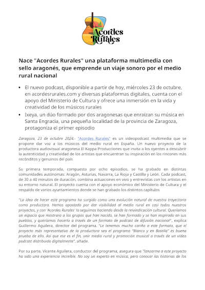 Nace «Acordes Rurales», plataforma multimedia con sello aragonés. Un viaje sonoro por el medio rural nacional