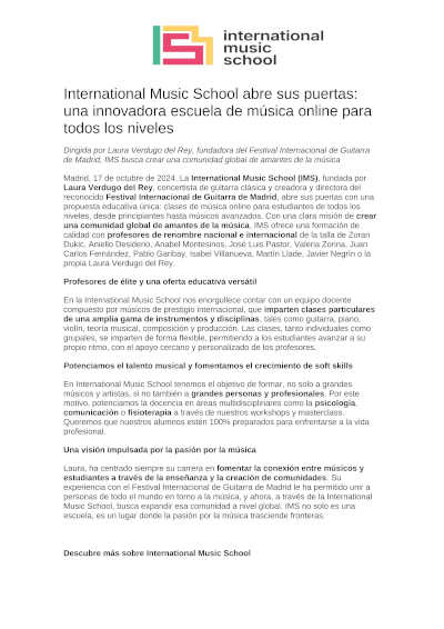 International Music School abre sus puertas: una innovadora escuela de música online para todos los niveles