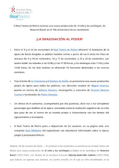 El Real Teatro de Retiro estrena una nueva producción de El niño y los sortilegios, de Maurice Ravel