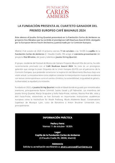 La Fundación presenta al cuarteto ganador del Premio Europeo Café Bauhaus 2024