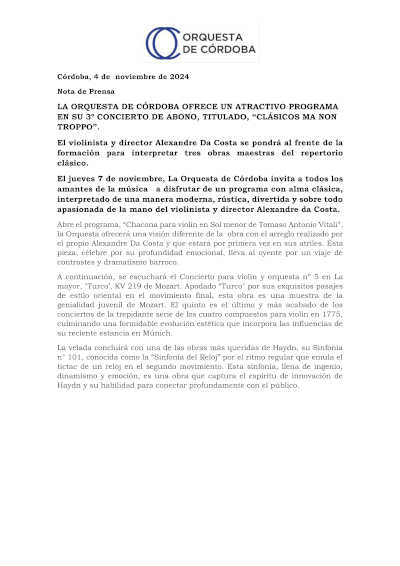 La Orquesta de Córdoba ofrece un atractivo programa en su 3º conciertos de abono La Orquesta de Córdoba ofrece un atractivo programa en su 3º conciertos de abono
