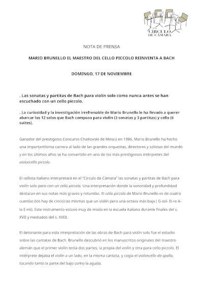 Mario Brunello, el maestro de cello piccolo reinventa a Bach en el ciclo «Círculo de Cámara» del Círculo de Bellas Artes de Madrid