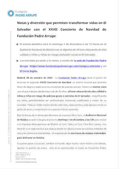 Notas y diversión que permiten transformar vidas en El Salvador con el XXVII Concierto de Navidad de Fundación Padre Arrupe