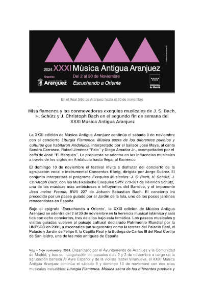 Misa flamenca y las conmovedoras exequias musicales de J. S. Bach, H. Schütz y J. Christoph Bach