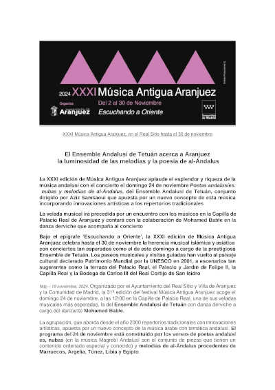 El Ensemble Andalusí de Tetuán acerca a Aranjuez la luminosidad de las melodías y poesía de Al-Ándalus