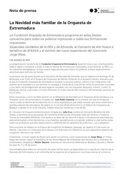 La Navidad más familiar de la Orquesta de Extremadura