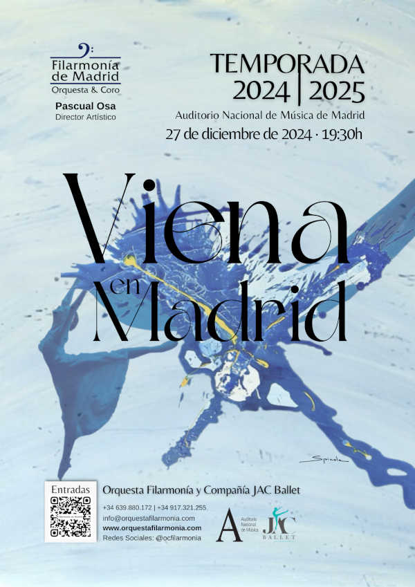 Año Nuevo con el Concierto Viena en Madrid. La Orquesta Filarmonía en el escenario del Auditorio Nacional de Música.