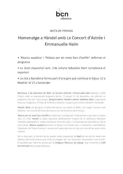 Descubre el homenaje a Haendel con Le Concert d'Astrée y la dirección de Emmanuelle Haïm. Una experiencia musical única que celebra la grandeza del compositor.